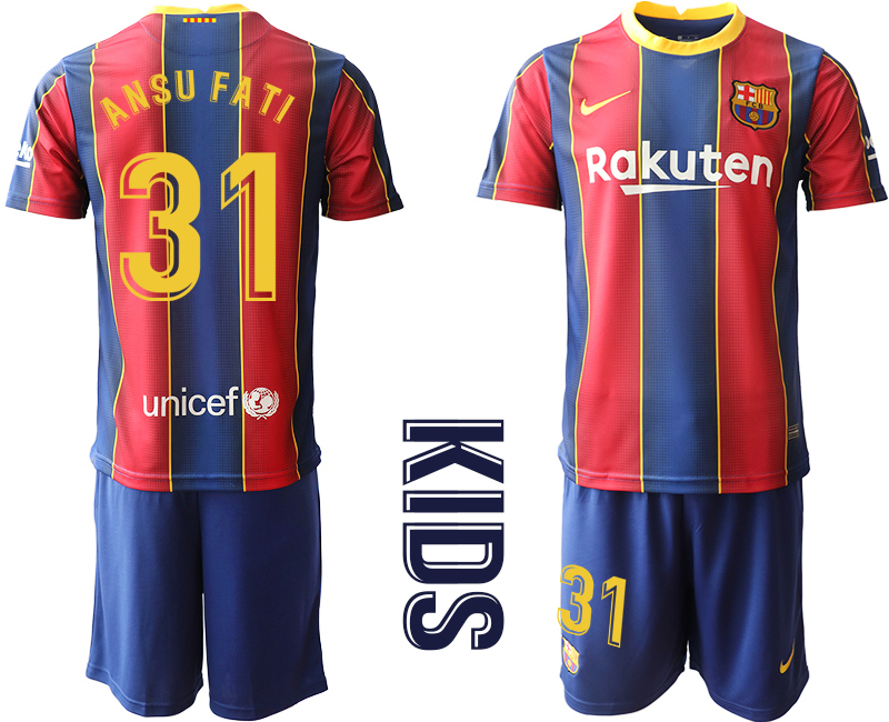 Youth 2020-2021 club Barcelona home #31 red Soccer Jerseys